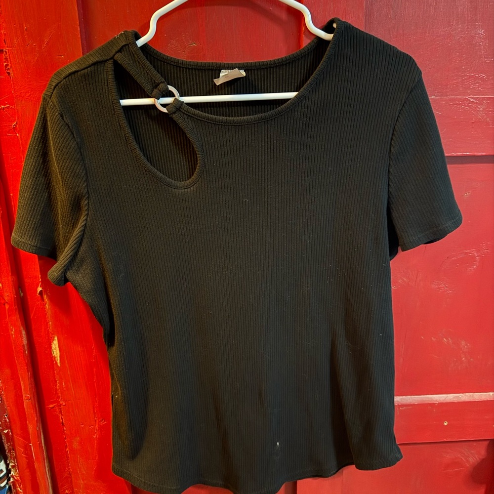 Stylish Black Cut-Out Women Top